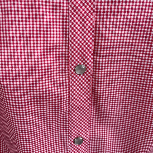 Vintage 70s Levi Strauss & Co Red/White Checkered Cowboy Style Button Down - Picture 3 of 6